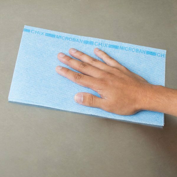 Chicopee 8253 Chix 13'' x 21'' Blue Medium-Duty Microban Foodservice Towel - 150/Case, 150PK 2488253